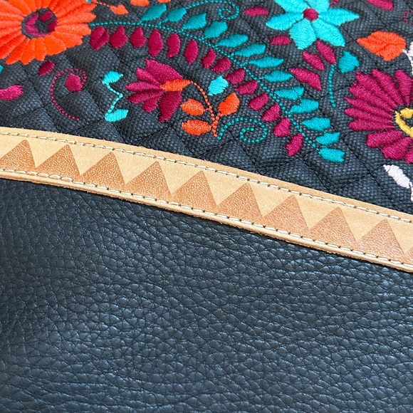 Consuela Black Tote with Multicolor Floral Embroidery - Picture 5 of 16